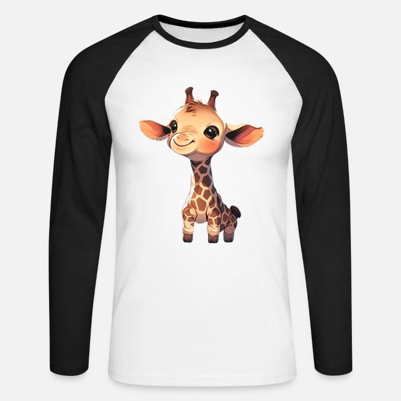 Giraffe - Unisex Baseballshirt langarm - Weiß/Schwarz
