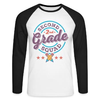 Second 2nd Grade Squad Team Back To School Teacher - Unisex Long Sleeve Baseball T-Shirt - white/black - Front - Nik (191cm)