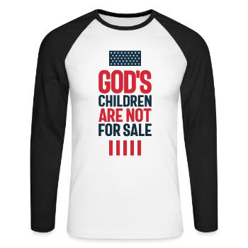 God's Children are Not for Sale - Unisex Long Sleeve Baseball T-Shirt - white/black - Front - Nik (191cm)
