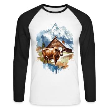 Zermatt, Matterhorn, Matterhorn mountain, hiker - Unisex Long Sleeve Baseball T-Shirt - white/black - Front - Nik (191cm)