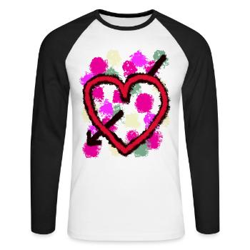 i love lieben verliebt Freundin Freund Herz Amor - Unisex Baseballshirt langarm - Weiß/Schwarz - Vorne - Nik (191cm)
