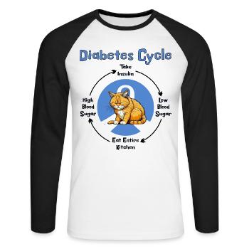 Diabetes Circle - T-shirt pour les diabétiques et les amoureux des chats - T-shirt baseball manches longues Homme - blanc/noir - Devant - Nik (191cm)