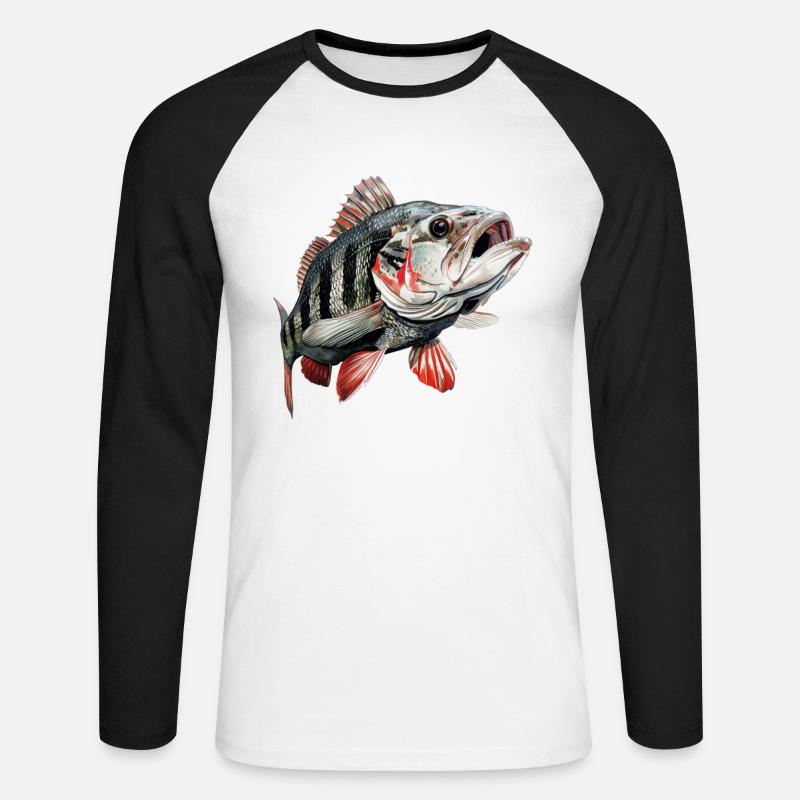 Barsch - Unisex Baseballshirt langarm - Weiß/Schwarz
