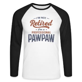 Pour le papi qui débute ! - T-shirt baseball manches longues Homme - blanc/noir - Devant - Nik (191cm)