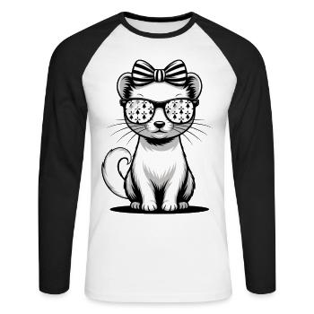 Bretagne Femme Noeud Hermine Bretonne - T-shirt baseball manches longues Homme - blanc/noir - Devant - Nik (191cm)