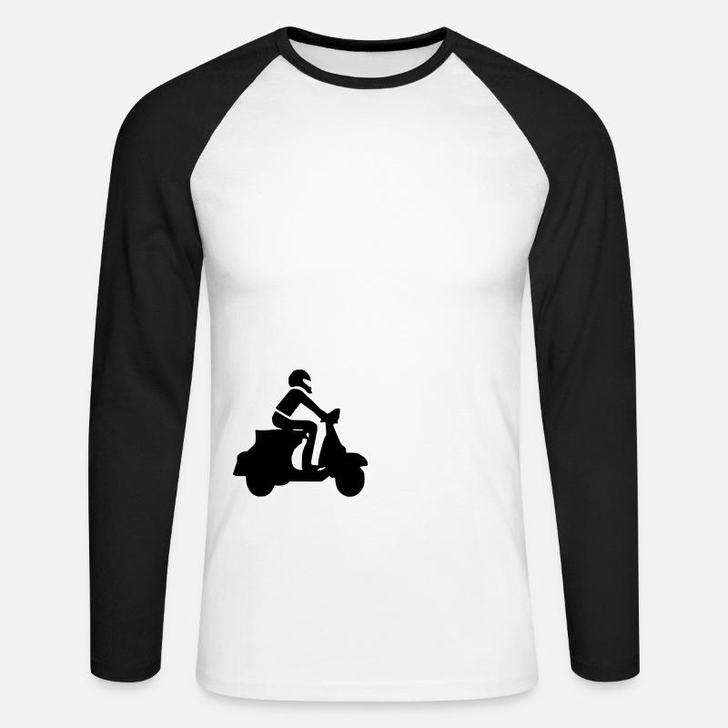 Motorroller Roller Blechroller Schaltroller - Unisex Baseballshirt langarm - Weiß/Schwarz