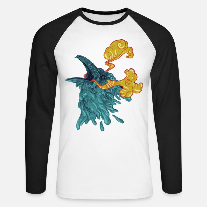 Rabenwasser - Unisex Baseballshirt langarm - Weiß/Schwarz