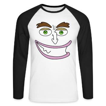 Big Mouth Hormone Monster Face Design - Unisex Baseballshirt langarm - Weiß/Schwarz - Vorne - Nik (191cm)