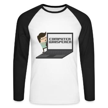 Computer Whisperer - Computer nerd and understander. - Unisex Long Sleeve Baseball T-Shirt - white/black - Front - Nik (191cm)