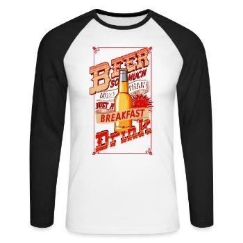 Bière - tellement plus que juste un petit-déjeuner - T-shirt baseball manches longues Homme - blanc/noir - Devant - Nik (191cm)