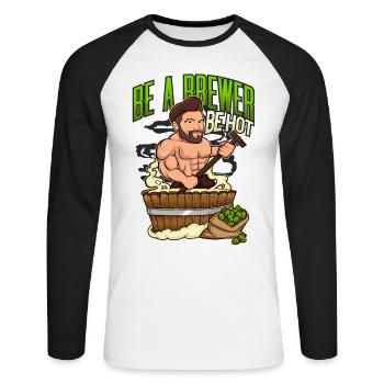 Brasseur de bière sexy - T-shirt baseball manches longues Homme - blanc/noir - Devant - Nik (191cm)