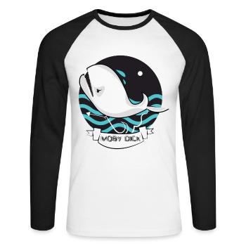 Moby Dick - Unisex Baseballshirt langarm - Weiß/Schwarz - Vorne - Nik (191cm)