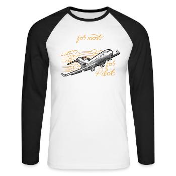 Pilotuniform Hemden Hemd Luftfahrtpilot Fluggesellschaft - Unisex Baseballshirt langarm - Weiß/Schwarz - Vorne - Nik (191cm)