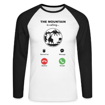 la montagne appelle - T-shirt baseball manches longues Homme - blanc/noir - Devant - Nik (191cm)