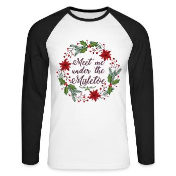 Mistletoe gift idea Christmas gift - Unisex Long Sleeve Baseball T-Shirt - white/black - Front - Nik (191cm)