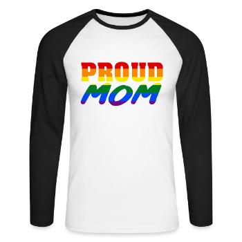 Fier maman gay cadeau arc en ciel mère - T-shirt baseball manches longues Homme - blanc/noir - Devant - Nik (191cm)