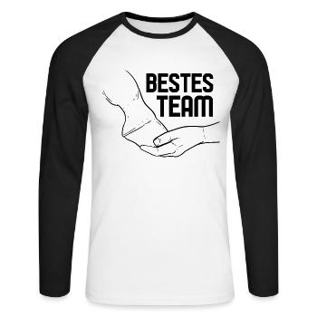 Cheval et homme meilleure idée cadeau cadeau d'équipe - T-shirt baseball manches longues Homme - blanc/noir - Devant - Nik (191cm)
