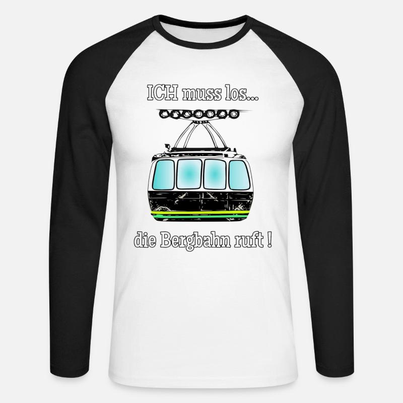 die bergbahn ruft - Unisex Baseballshirt langarm - Weiß/Schwarz