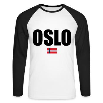 Norwegen Oslo Reise Souvenir Geschenkidee - Unisex Baseballshirt langarm - Weiß/Schwarz - Vorne - Nik (191cm)