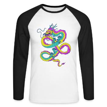 Pansexual Dragon Pan Pride Flag Pansexuality - Unisex Long Sleeve Baseball T-Shirt - white/black - Front - Nik (191cm)