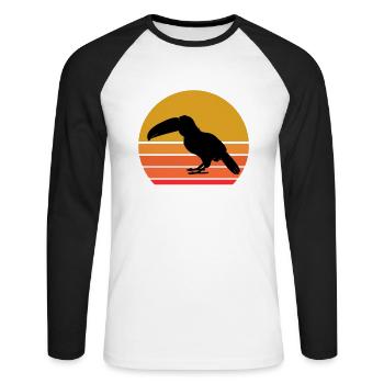 Retro Sonne Tukan Vogel Geschenkidee - Unisex Baseballshirt langarm - Weiß/Schwarz - Vorne - Nik (191cm)