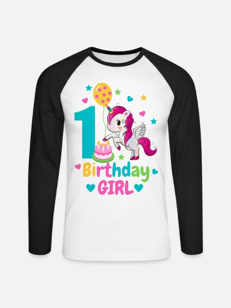 1st birthday. first birthday - Unisex Long Sleeve Baseball T-Shirt - white/black