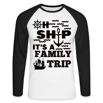 Family ship trip - Unisex Baseballshirt langarm - Weiß/Schwarz - Vorne - Nik (191cm)