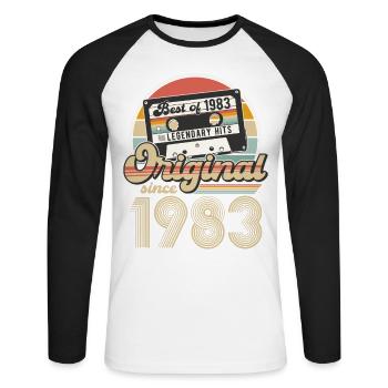1983 Jahrgang Vintage Geburtstag Retro Geschenk - Unisex Baseballshirt langarm - Weiß/Schwarz - Vorne - Nik (191cm)