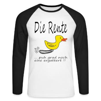 rEnte 2023 - Unisex Baseballshirt langarm - Weiß/Schwarz - Vorne - Nik (191cm)