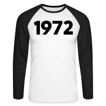 1972 Année de naissance - T-shirt baseball manches longues Homme - blanc/noir - Devant - Nik (191cm)
