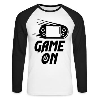 Game On Gamer Start On Game - Unisex Baseballshirt langarm - Weiß/Schwarz - Vorne - Nik (191cm)