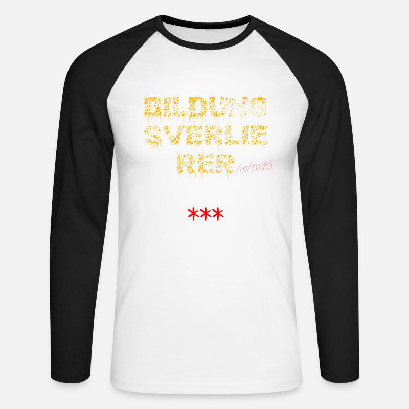 bildungsverlierer/in/endes - Unisex Baseballshirt langarm - Weiß/Schwarz