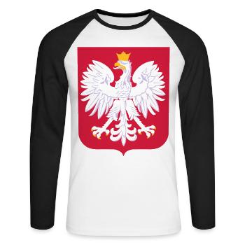POLOGNE POLOGNE POLSKA PATRIE CADEAU T-SHIRT - T-shirt baseball manches longues Homme - blanc/noir - Devant - Nik (191cm)