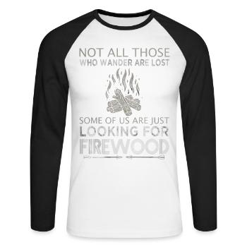 Nicht alle, die wandern, sind verloren - Unisex Baseballshirt langarm - Weiß/Schwarz - Vorne - Nik (191cm)