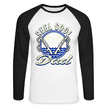 Reel Cool Dad 3 by XLX Design - Unisex Baseballshirt langarm - Weiß/Schwarz - Vorne - Nik (191cm)