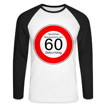 Joyeux anniversaire pour le 60e anniversaire - T-shirt baseball manches longues Homme - blanc/noir - Devant - Nik (191cm)