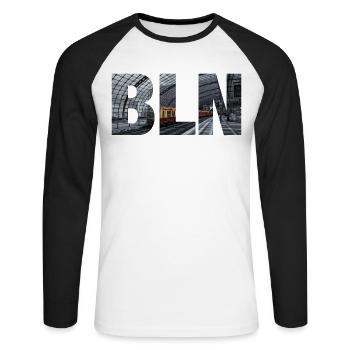 Berlin BLN 030 S-Bahn Gift - Unisex Long Sleeve Baseball T-Shirt - white/black - Front - Nik (191cm)