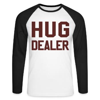 Umarmung - Unisex Baseballshirt langarm - Weiß/Schwarz - Vorne - Nik (191cm)