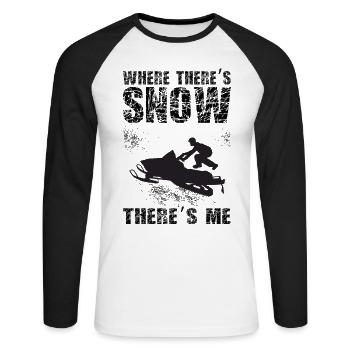 Schneemobil Schlitten Geschenk Winter Schnee Spaß - Unisex Baseballshirt langarm - Weiß/Schwarz - Vorne - Nik (191cm)