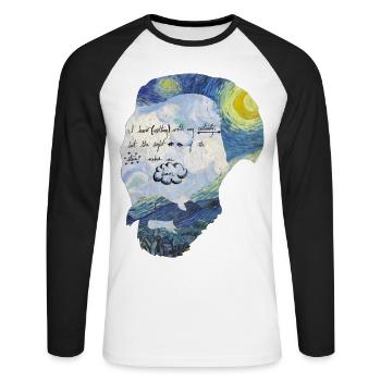 Van Gogh Dream Stars Graphique - T-shirt baseball manches longues Homme - blanc/noir - Devant - Nik (191cm)