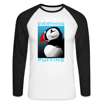 Puffin Puffin Puffin - Unisex Baseballshirt langarm - Weiß/Schwarz - Vorne - Nik (191cm)