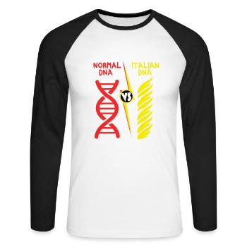 Pasta Spaghetti FSM Italien Nudeln Pesto Koch - Unisex Baseballshirt langarm - Weiß/Schwarz - Vorne - Nik (191cm)