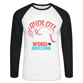 Axolotl - T-shirt baseball manches longues Homme - blanc/noir - Devant - Nik (191cm)