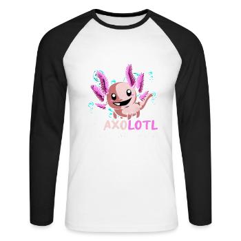 Axolotl - T-shirt baseball manches longues Homme - blanc/noir - Devant - Nik (191cm)
