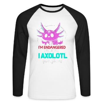 Axolotl - T-shirt baseball manches longues Homme - blanc/noir - Devant - Nik (191cm)