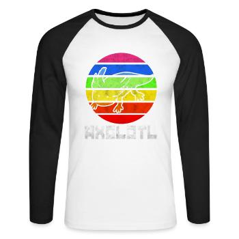Axolotl - T-shirt baseball manches longues Homme - blanc/noir - Devant - Nik (191cm)