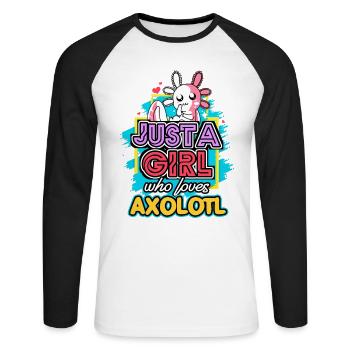 Axolotl Reptile Salamandre Aquarium Kawaii Lurch - T-shirt baseball manches longues Homme - blanc/noir - Devant - Nik (191cm)