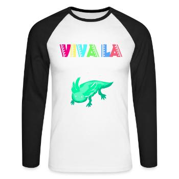 Axolotl Reptile Salamandre Aquarium Kawaii Lurch - T-shirt baseball manches longues Homme - blanc/noir - Devant - Nik (191cm)