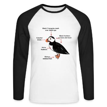 Puffin Island Papagei Taucher Vogel Nord Geschenk - Unisex Baseballshirt langarm - Weiß/Schwarz - Vorne - Nik (191cm)