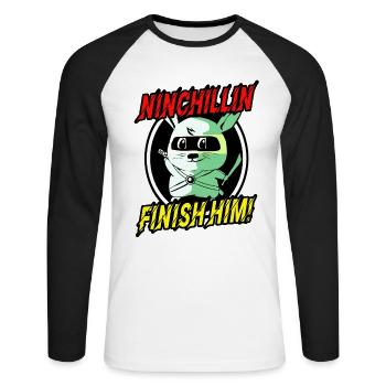 Chinchilla - Unisex Baseballshirt langarm - Weiß/Schwarz - Vorne - Nik (191cm)